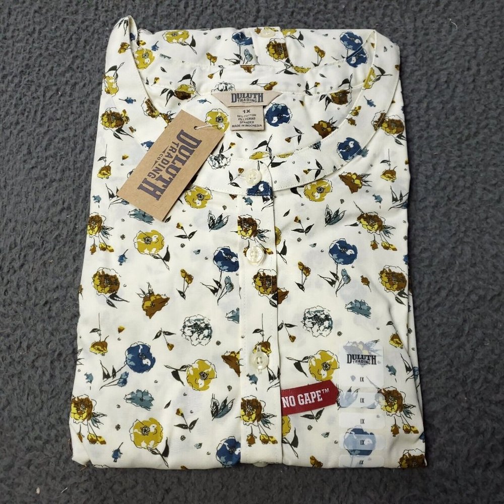 NEW $74.50 Duluth Wrinklefighter Button Shirt Womens Plus Size 1X